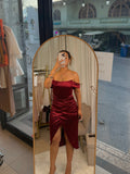Burgundy Satin Blend Corset dress