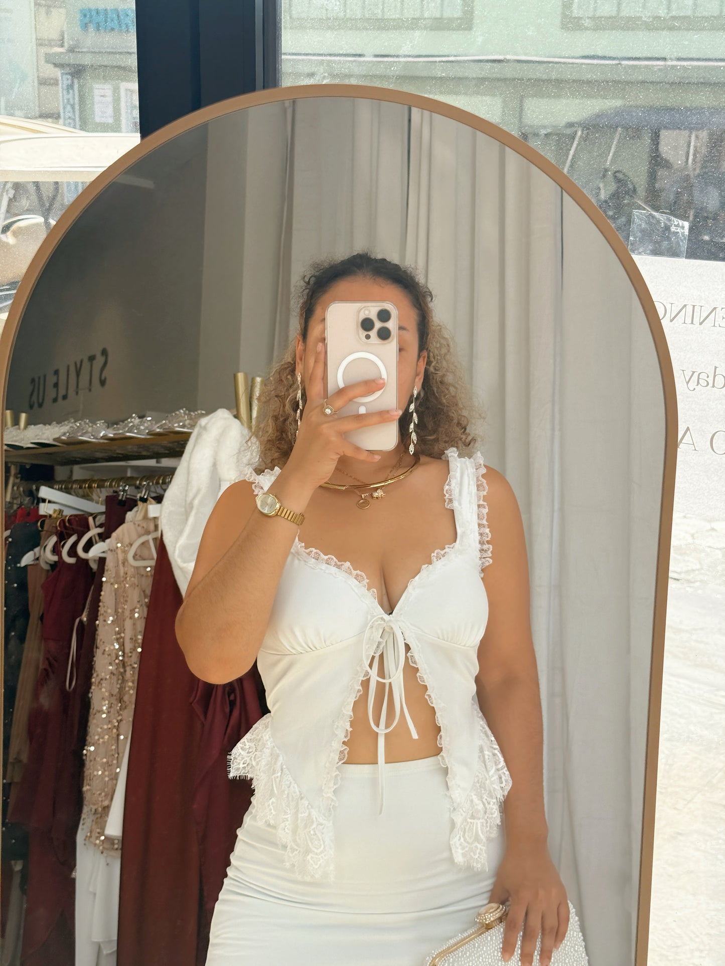 Off white cami top Maxi Skirt Set