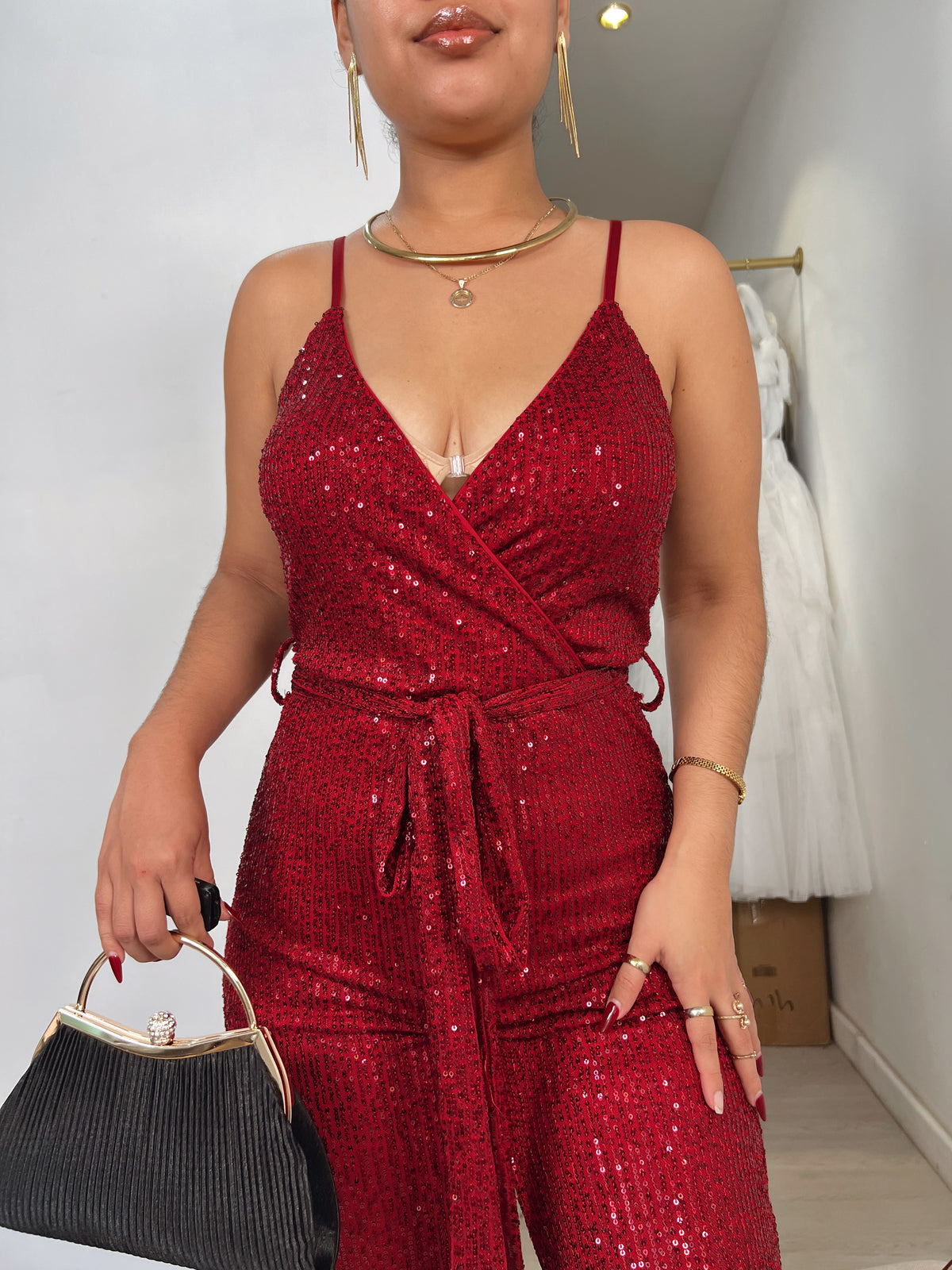 Burgundy Sequin Jumpsuit