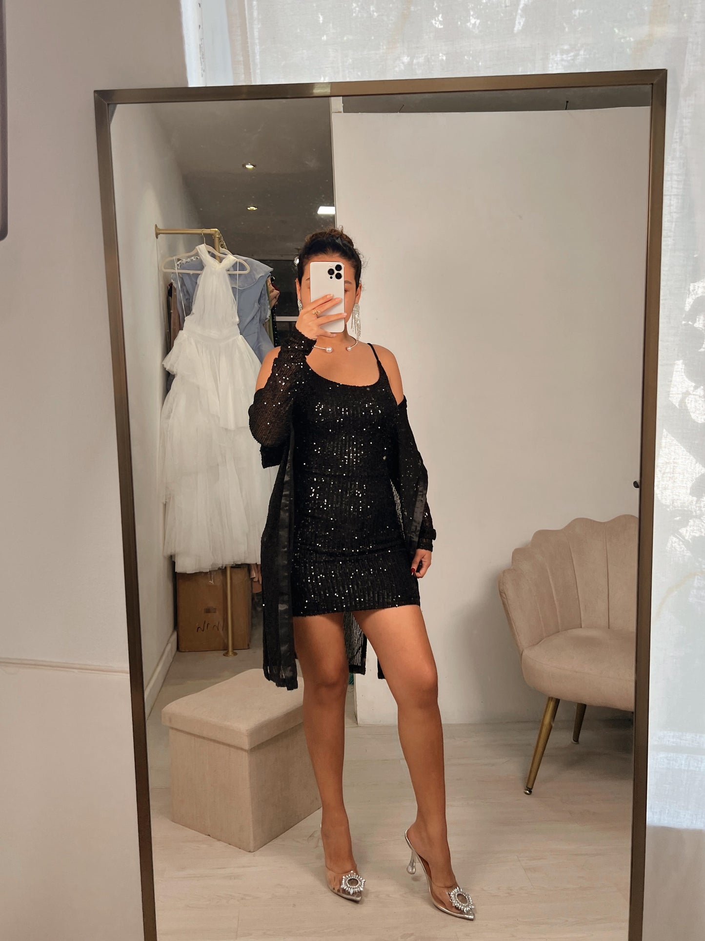 Black sequin Cardigan & Mini Dress