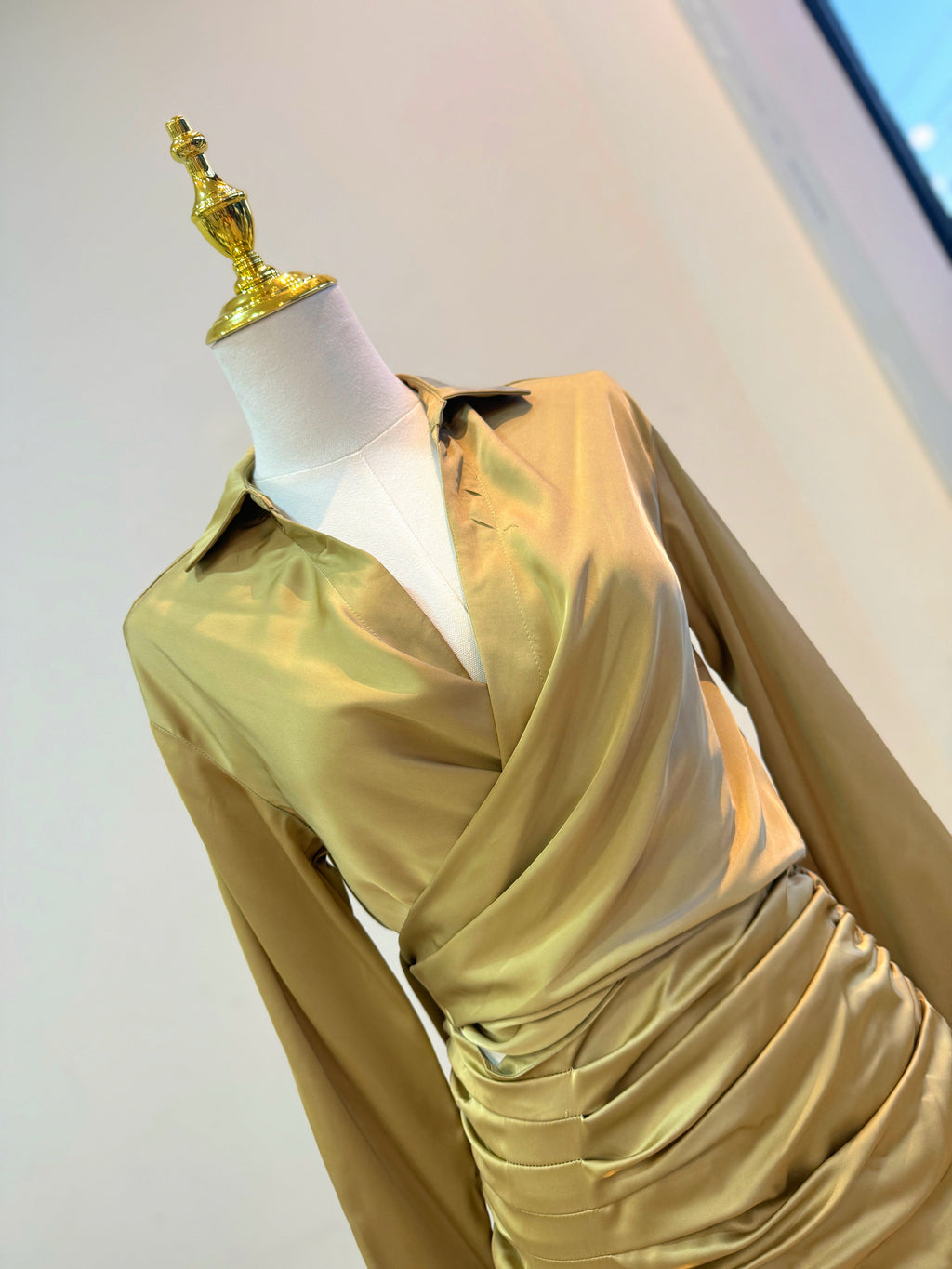 2pc Olive Satin Skirt Set
