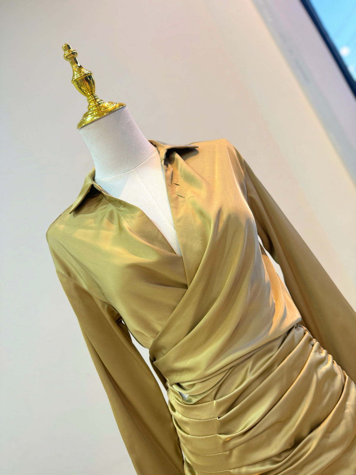2pc Olive Satin Skirt Set