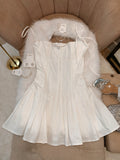 White Hook Pleated Mini Dress
