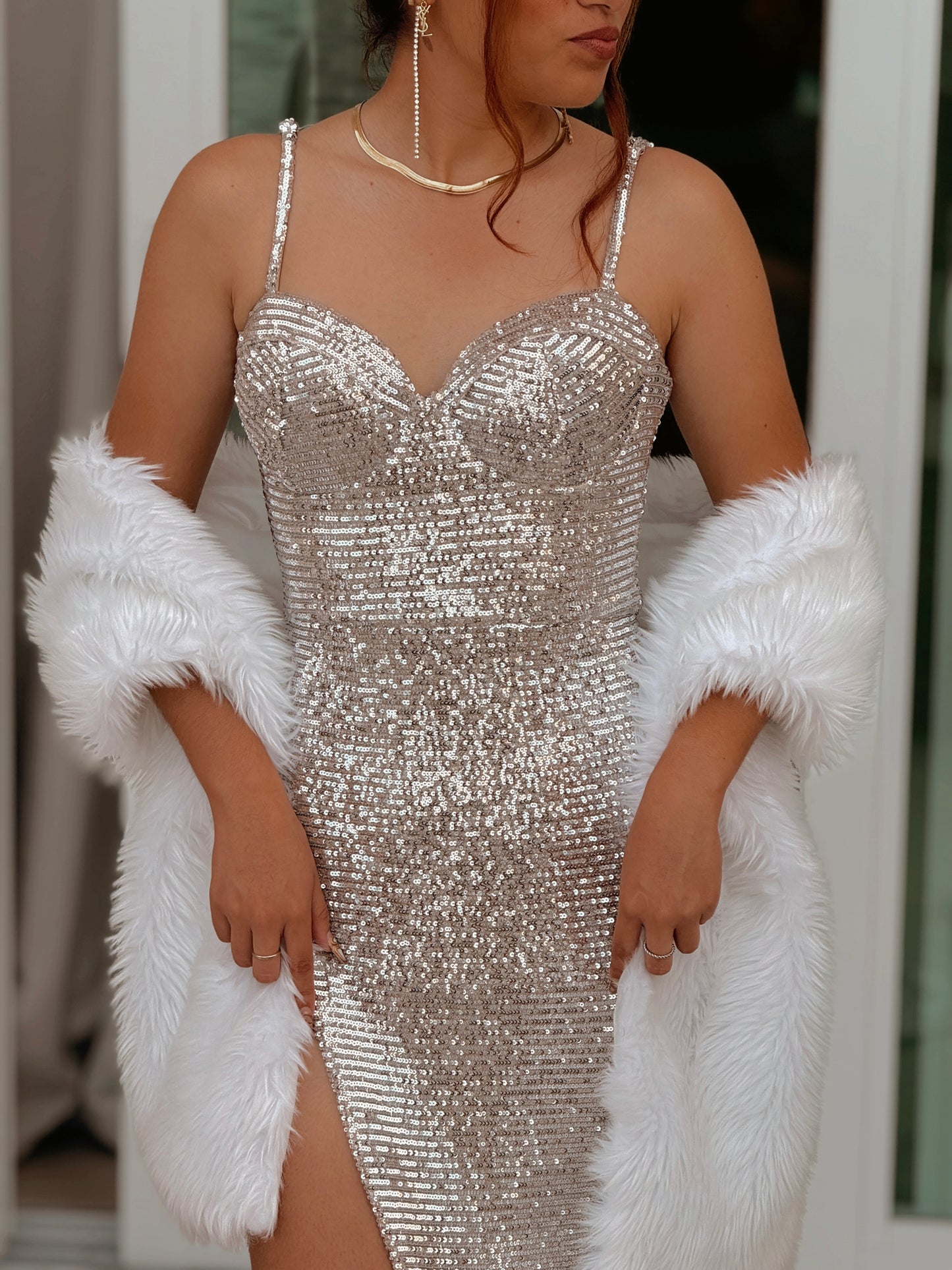 Cobalt Silver Bustier Luxe Dress