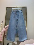Rhinestone light wash Denim Wide leg jeans