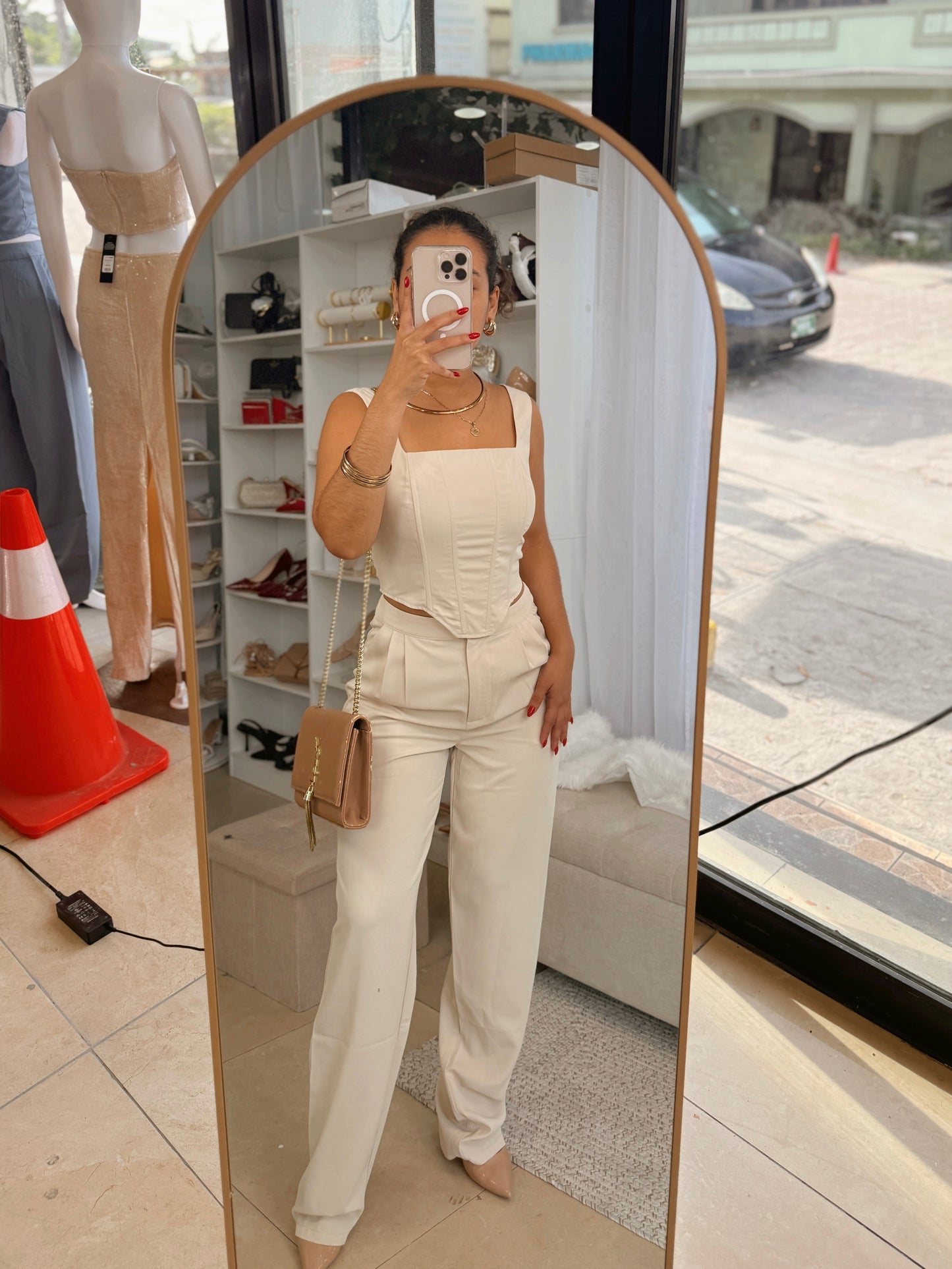 Cream Corset & Trousers Set