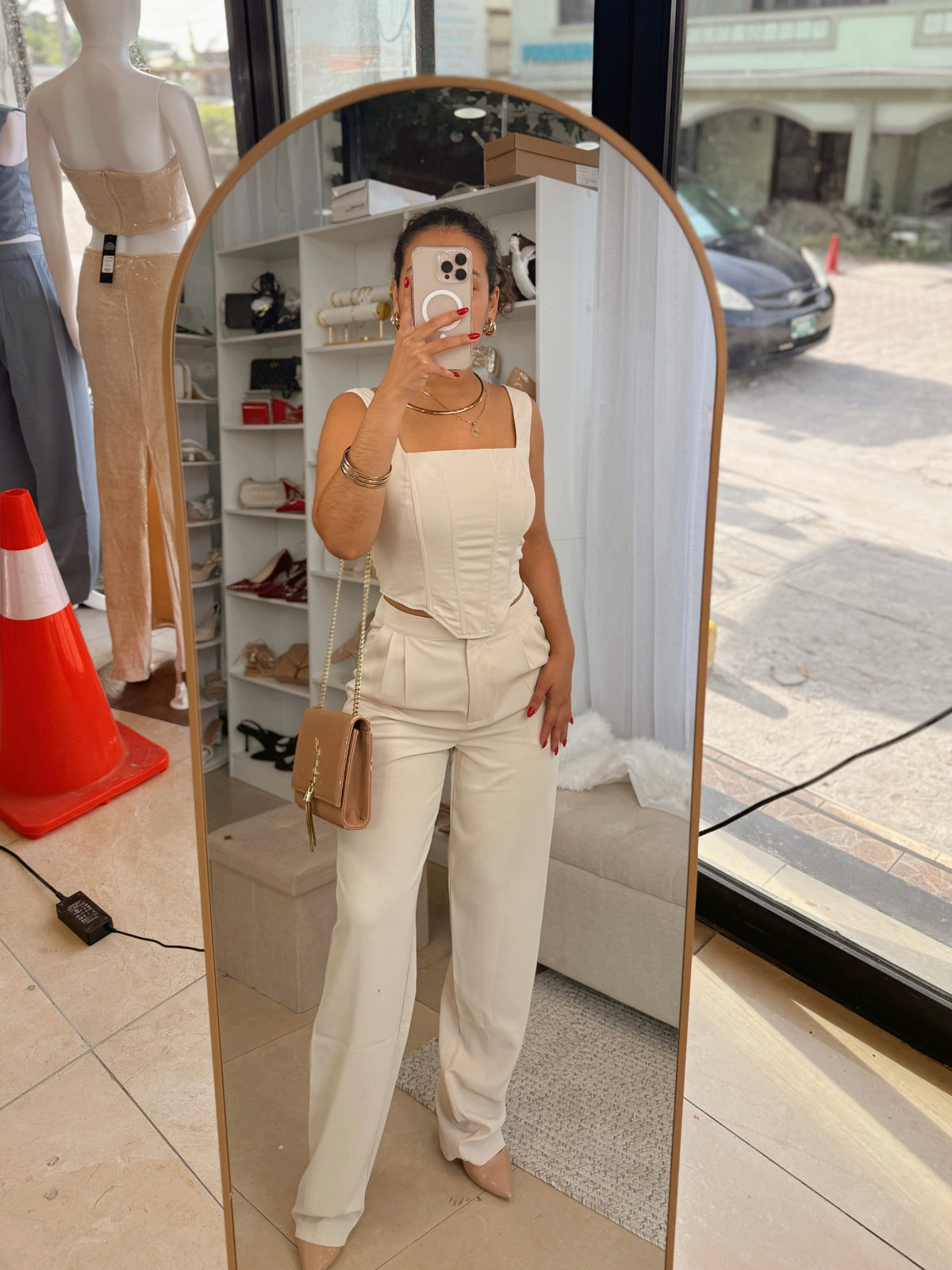 Cream Corset & Trousers Set