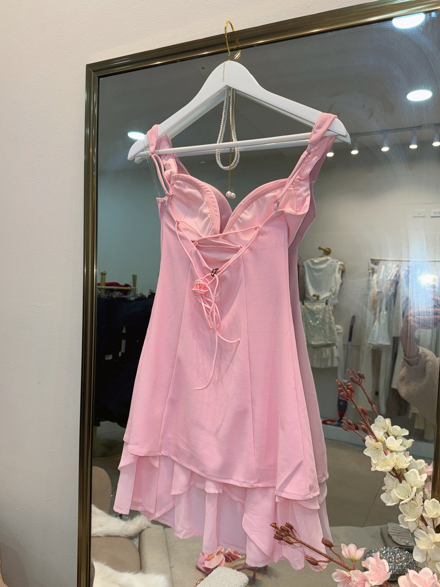 Bright Pink Vest Button bustier Dress