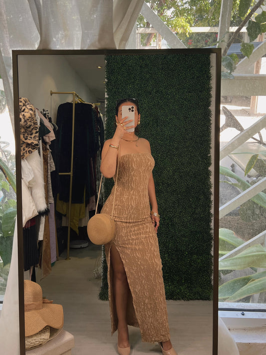 khaki Textured Rube Maxi Dress