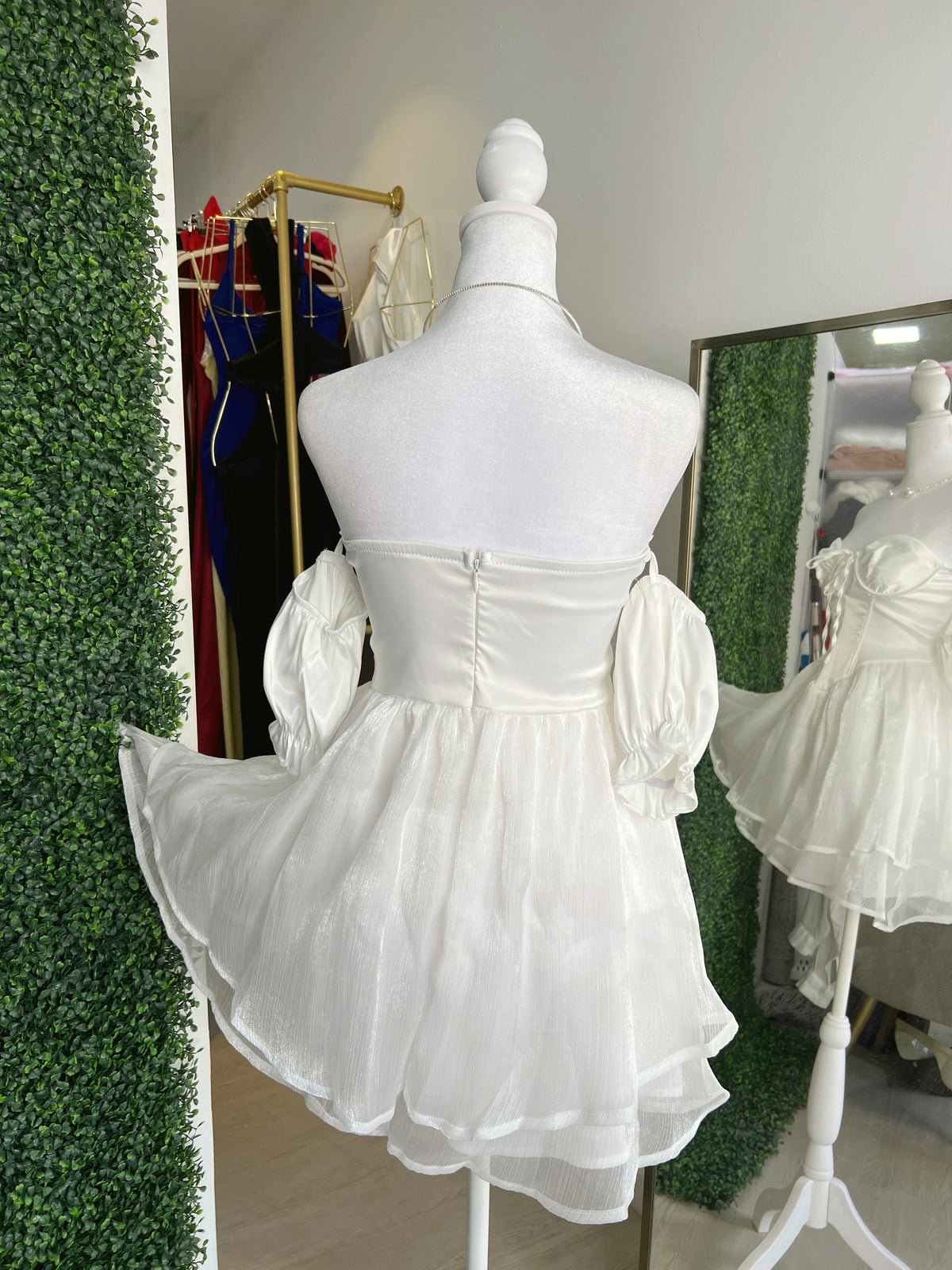 White Corset Layered Mini Dress