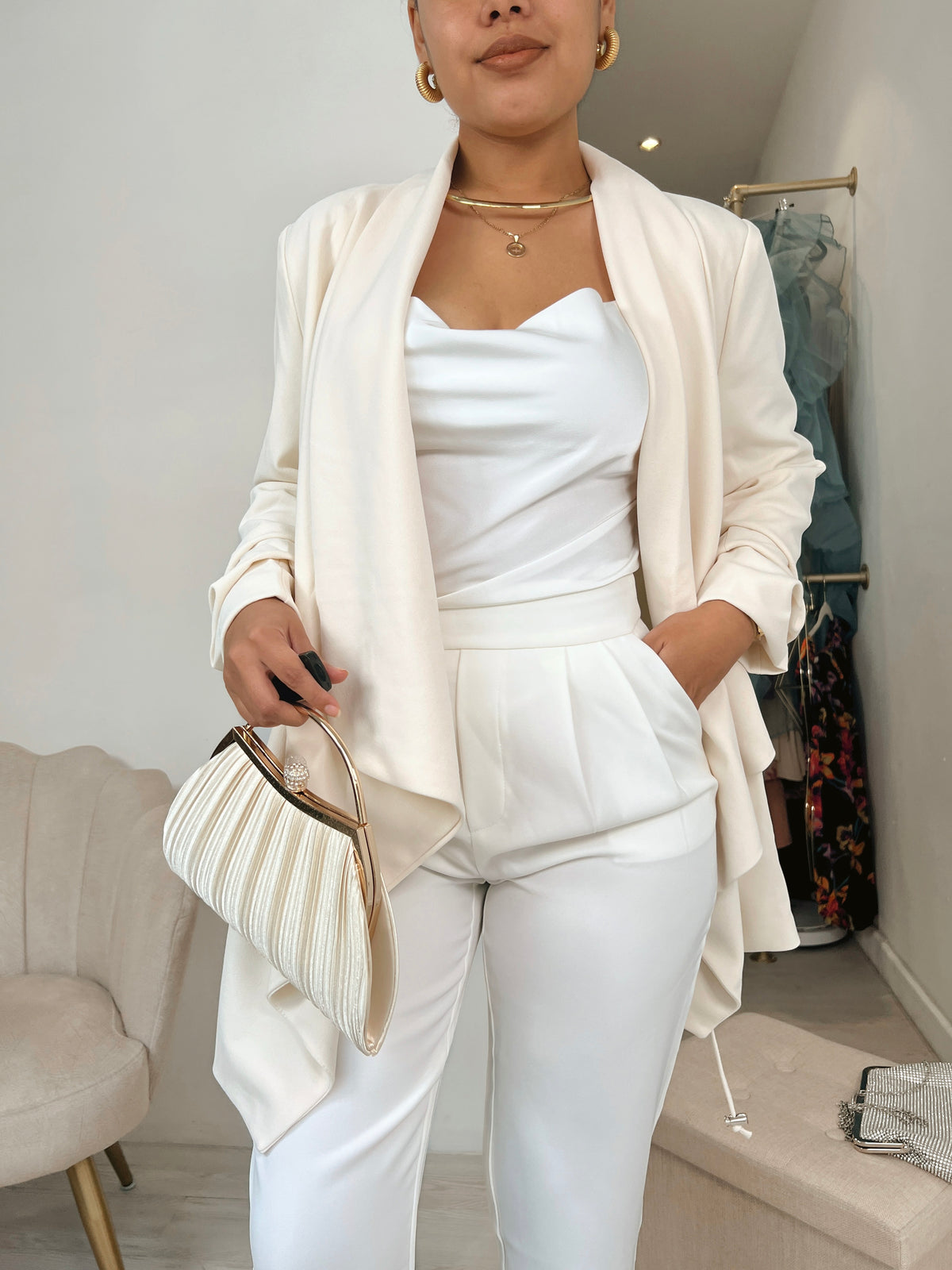 Cream Waterfall Blazer