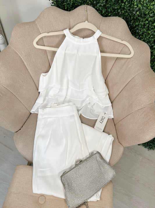 White Layered Halter Top