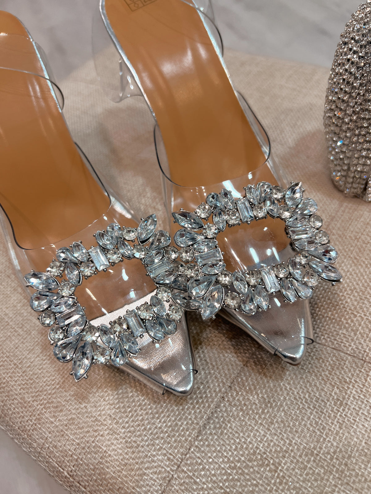 Silver Glass Pumps