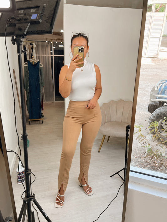 Camel Straight Fit Trousers