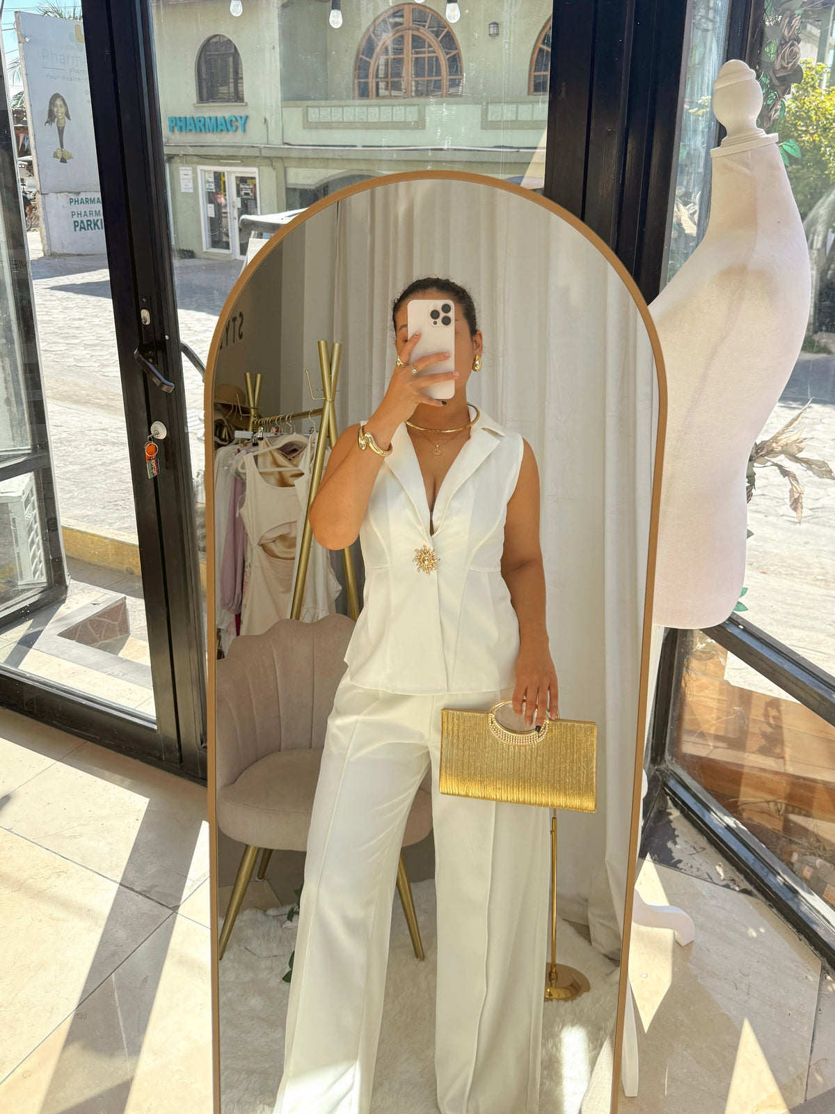 2pc Ivory Vest & Trouser Set