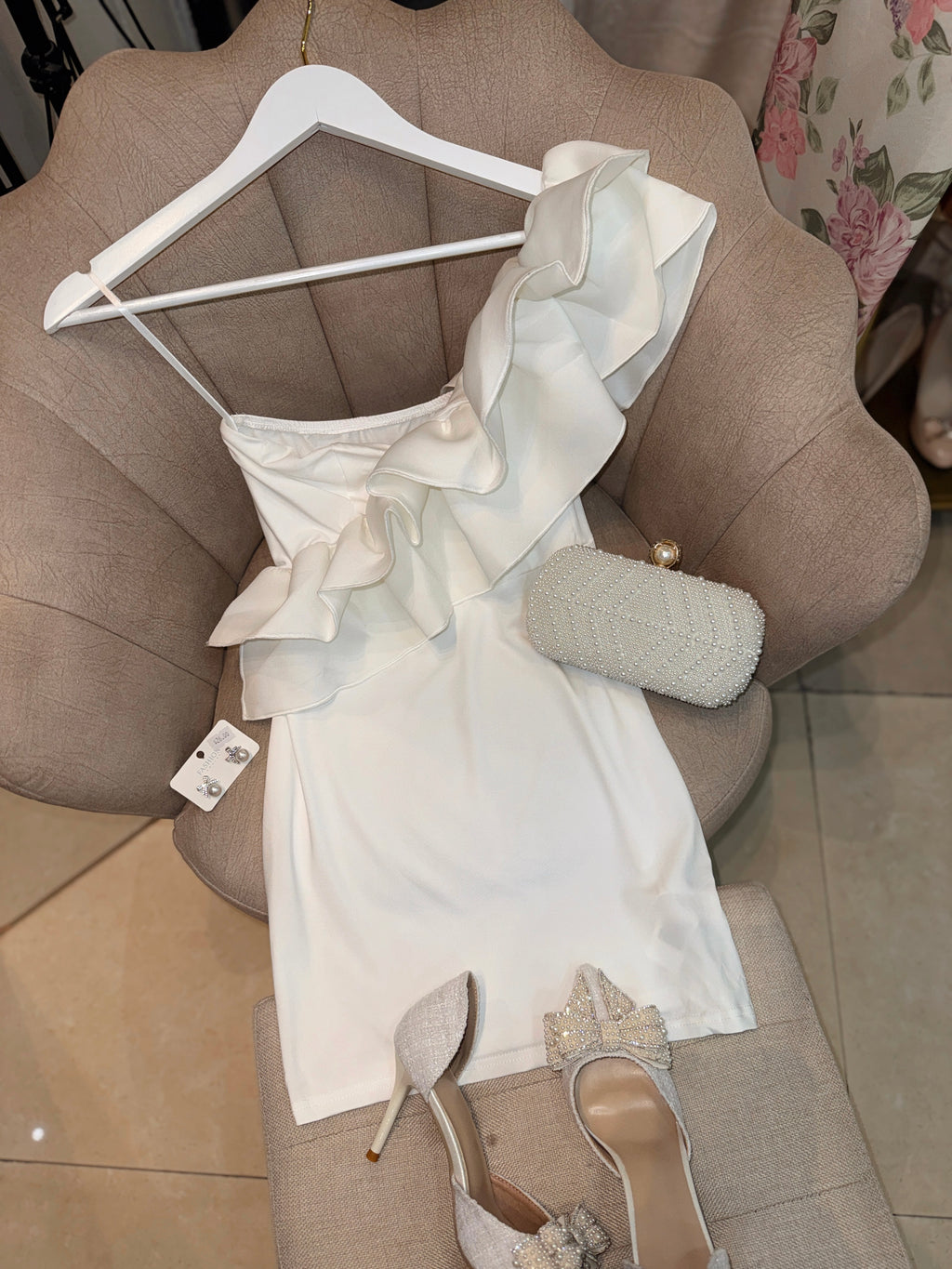 White Ruffle Arm Mini Drss