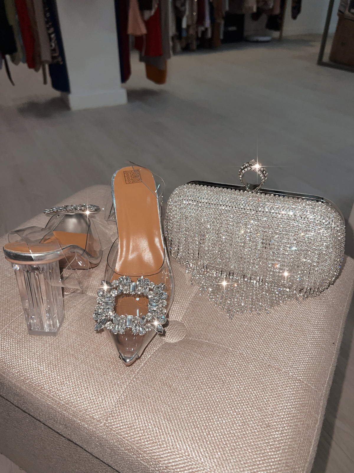 Silver Glass Pumps
