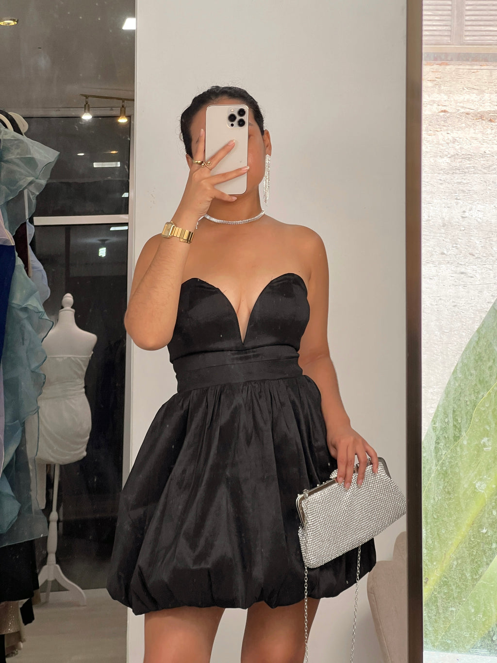 Black Bubble A-Line Cocktail Dress