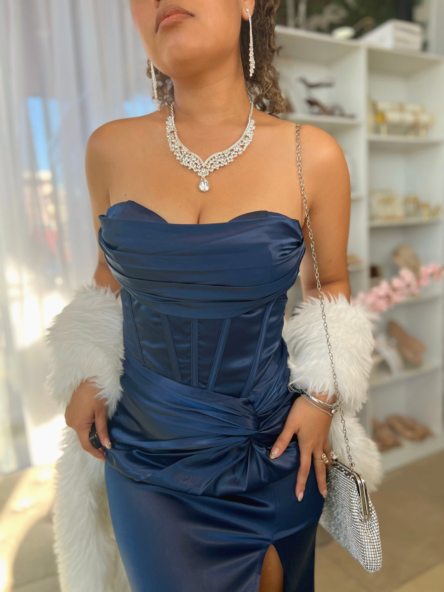 Navy Blue Corset Gala Dress
