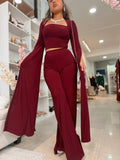 Maroon Flare Sleeved Pants Set