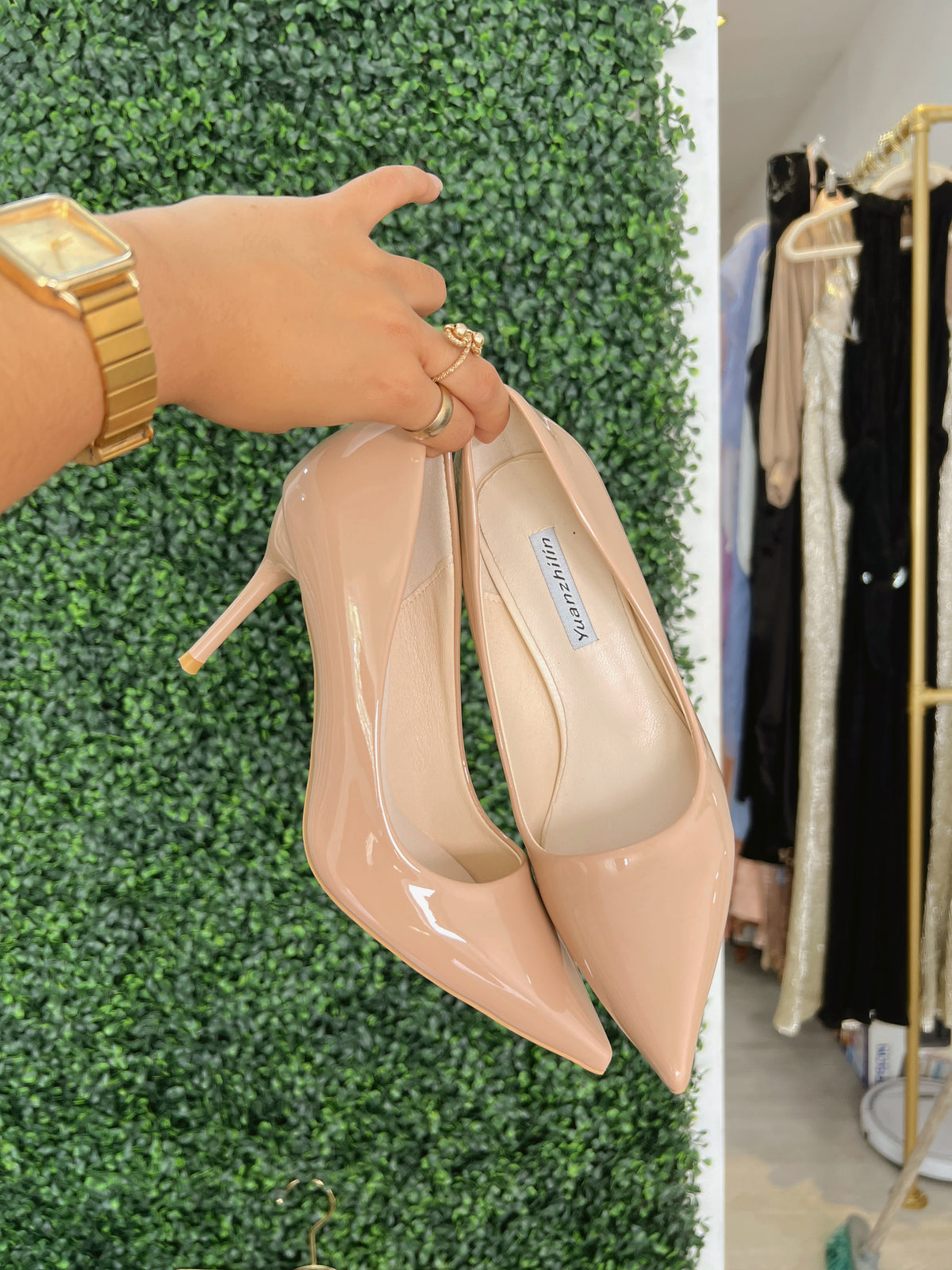 Nude Stiletto Gloss Pumps