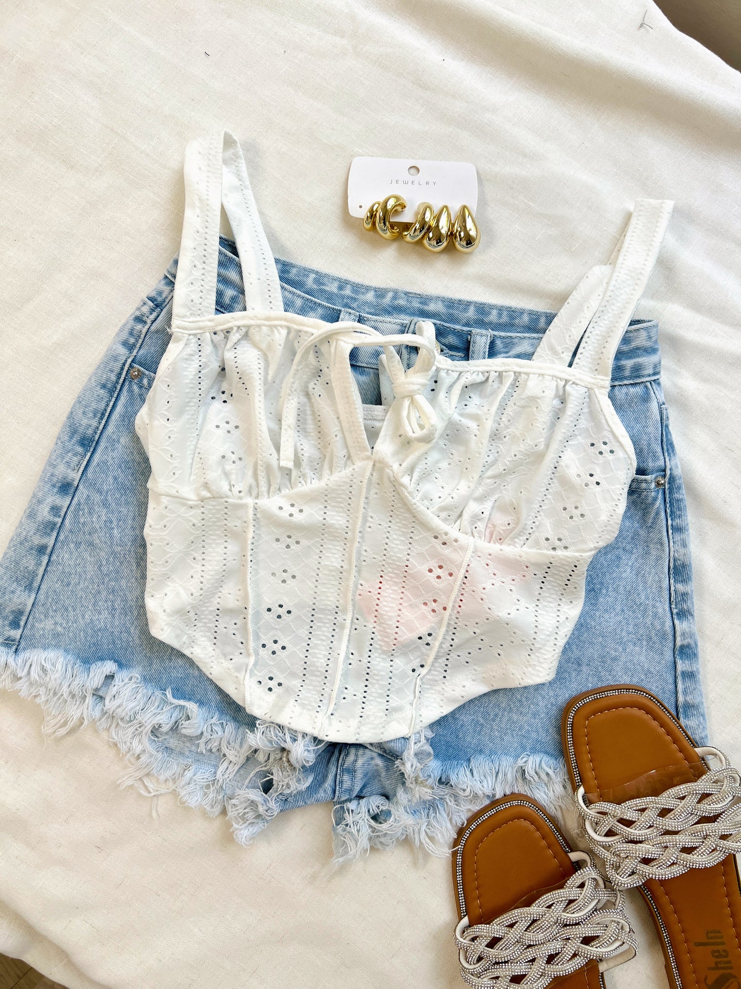 White Ditsy Top