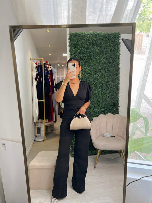 Black Butterfly Sleeve Jumpsuit