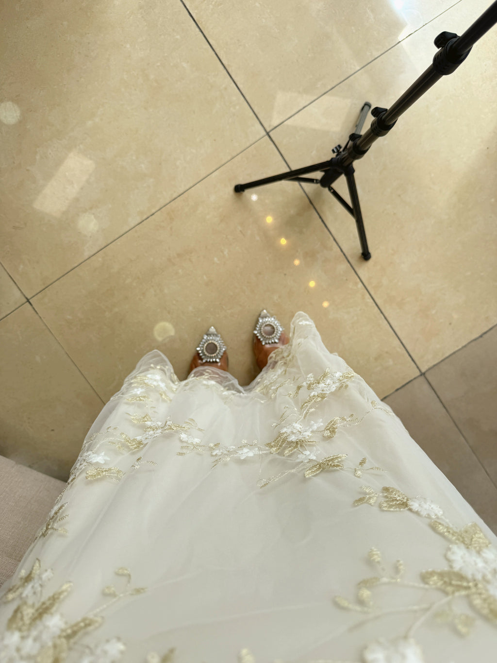 Beige Embroidered Cami Maxi Dress