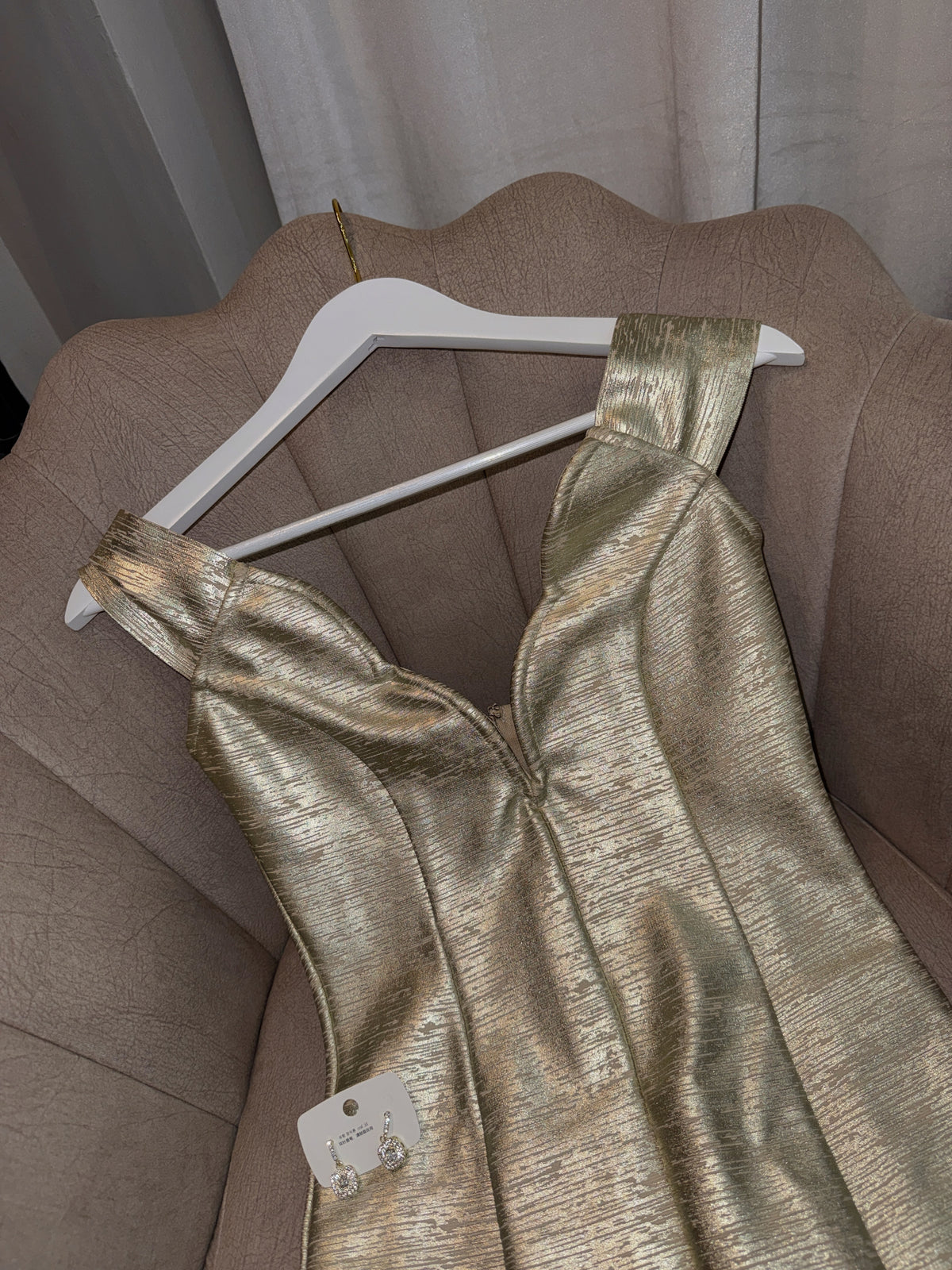 Gold Metallic Bandage Mini dress
