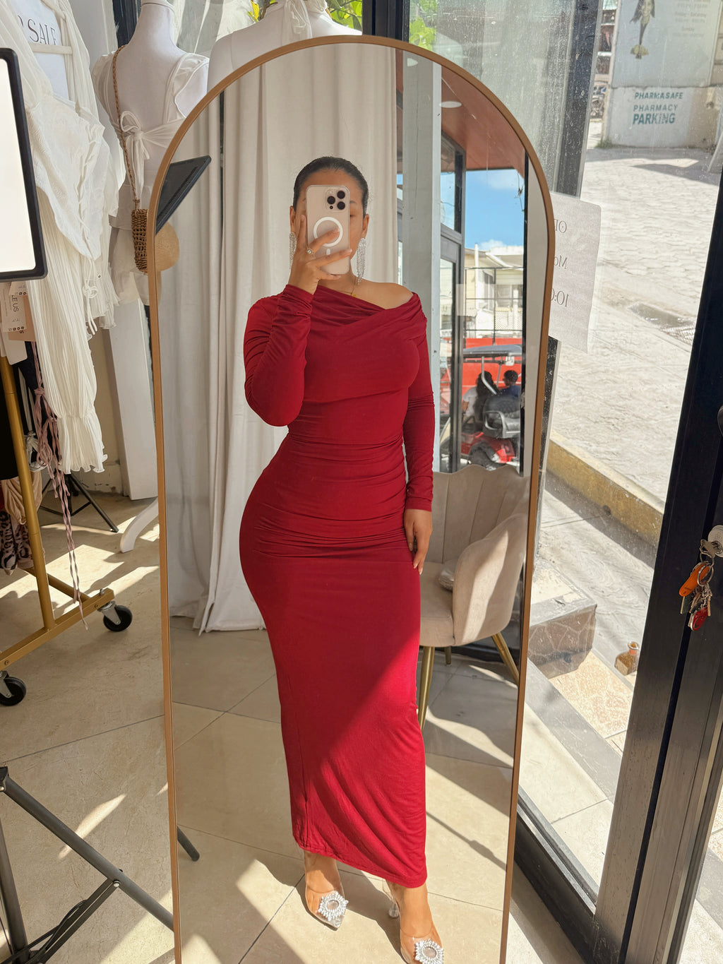 Berry Red Slim fit Bodycon Maxi Dress