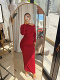 Berry Red Slim fit Bodycon Maxi Dress