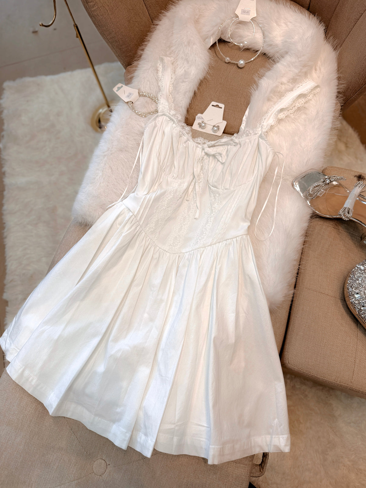 White Milkmaid Mini Dress