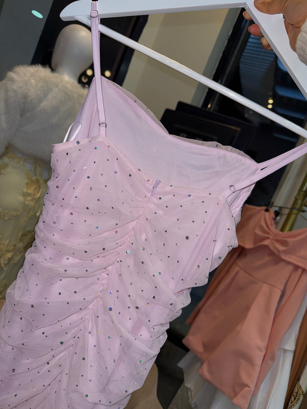 Lavender Sequin Mesh Mini dress