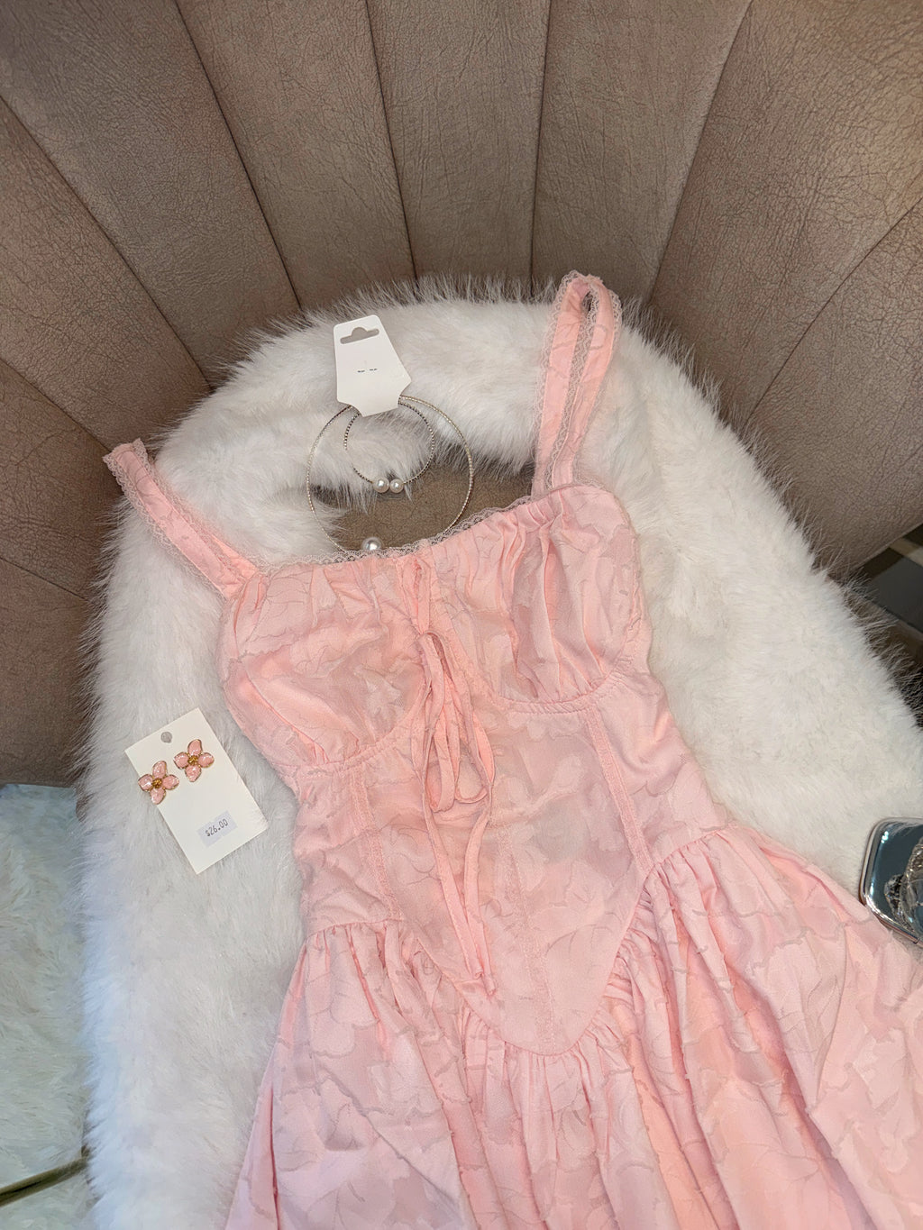 Milk Pink Laced Mini Dress
