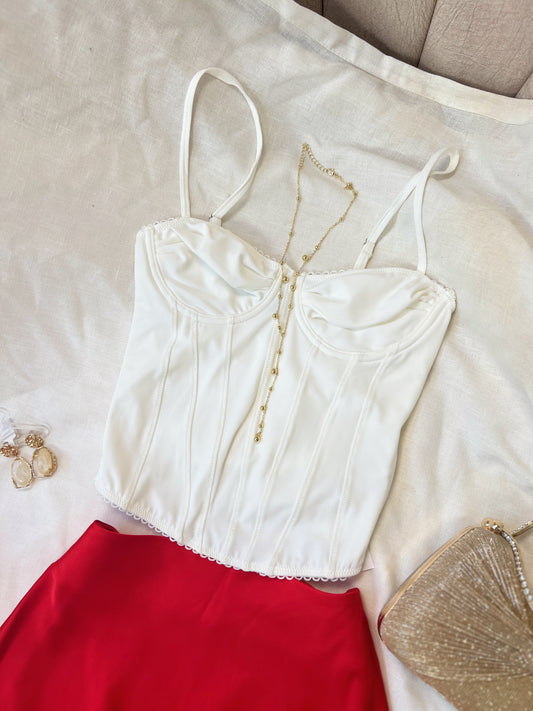 White Bustier Slimfit Top