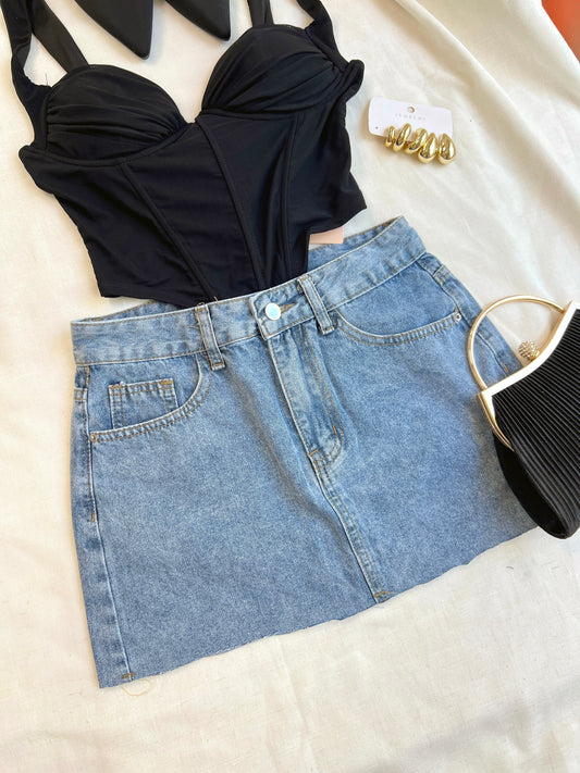 Light Wash Denim Mini Skirt