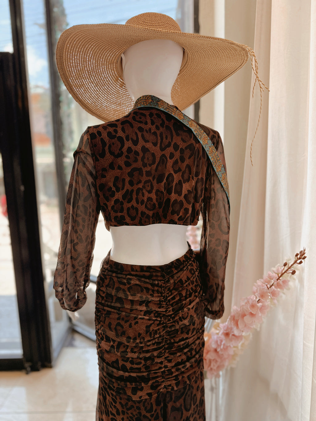 Leopard Sleeved Maxi Dress