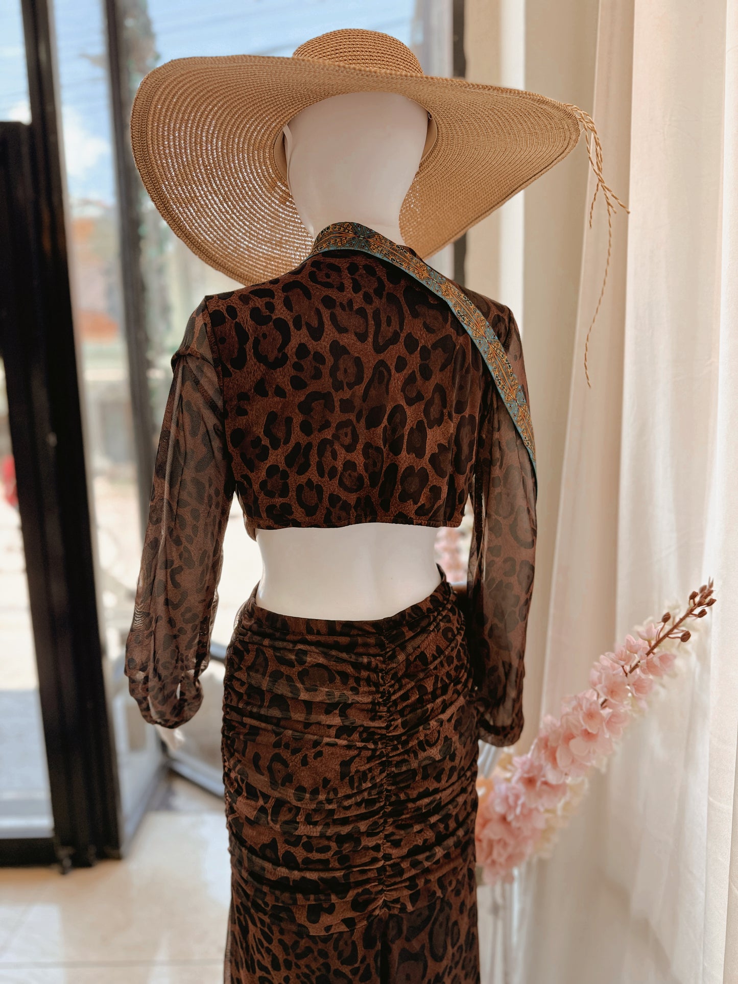 Leopard Sleeved Maxi Dress
