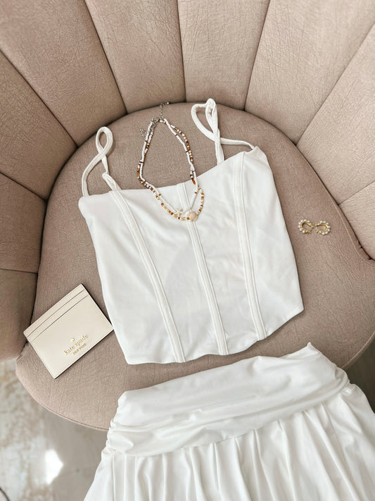 White 2pc Mini Skirt Set
