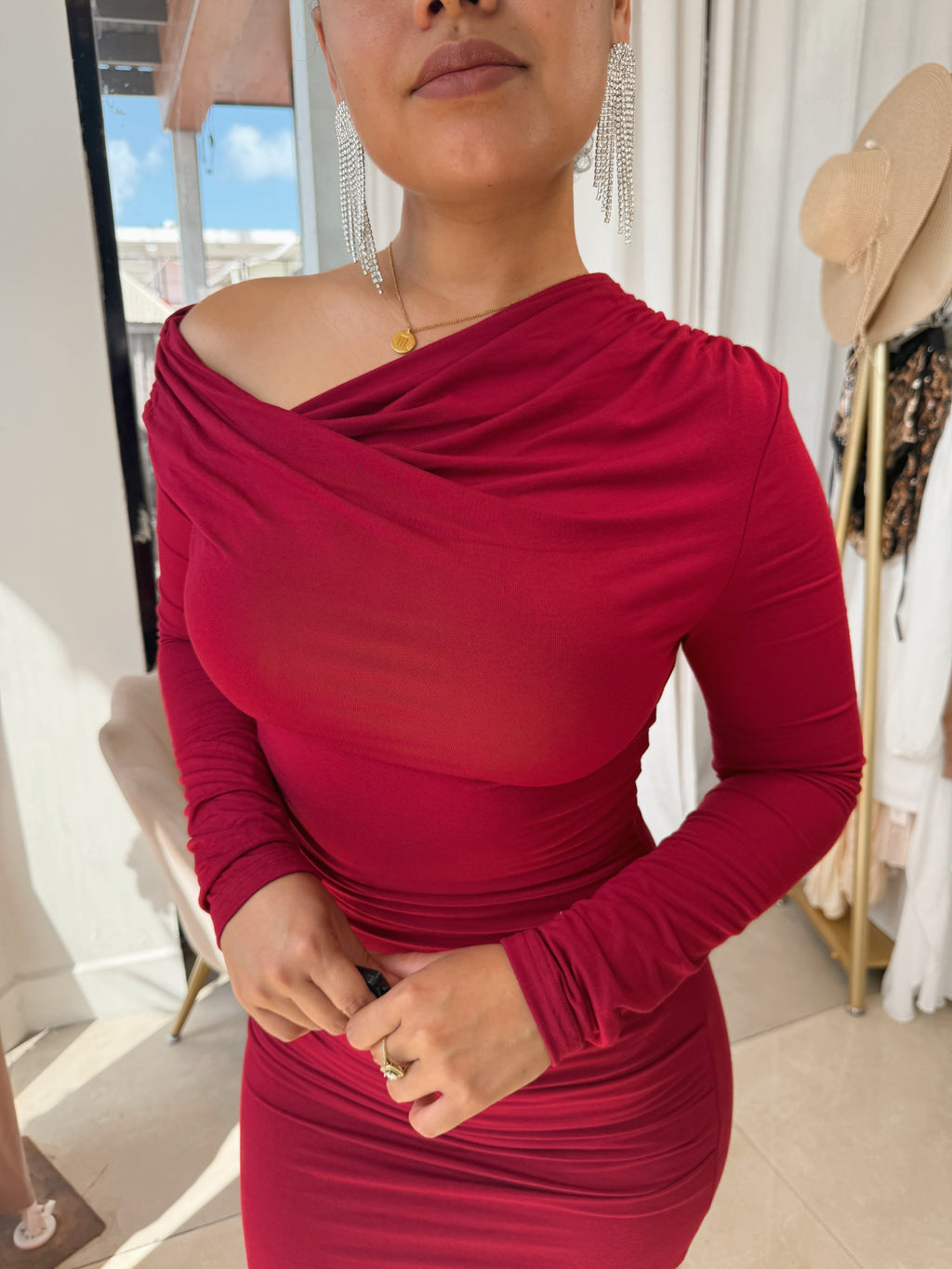 Berry Red Slim fit Bodycon Maxi Dress