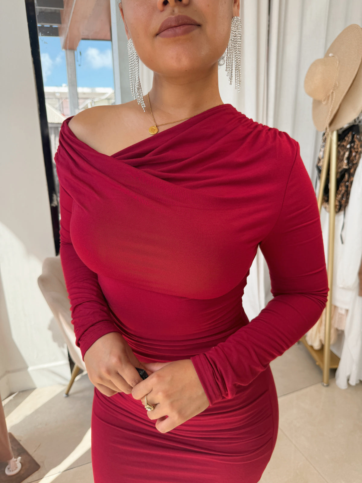 Berry Red Slim fit Bodycon Maxi Dress