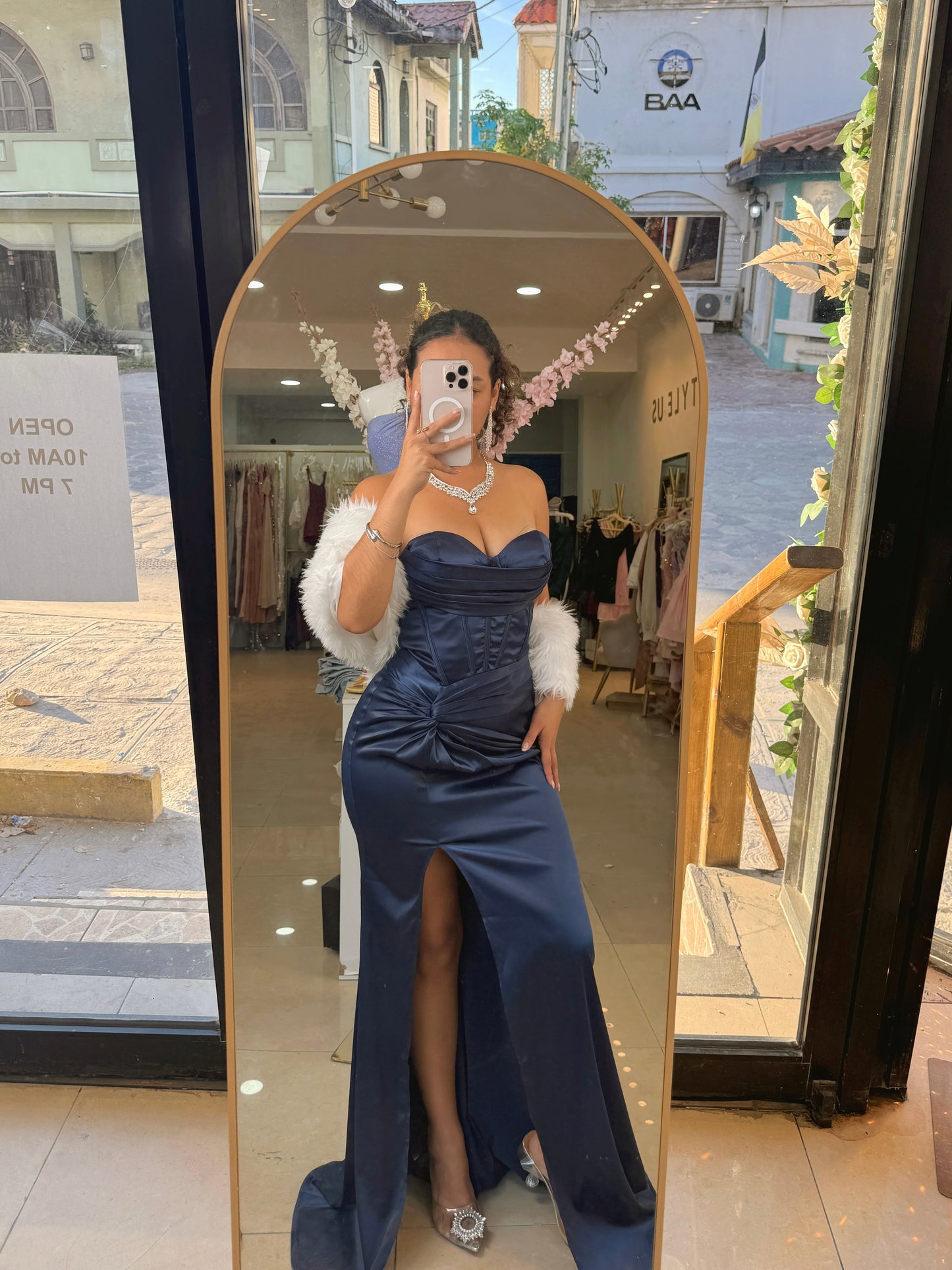 Navy Blue Corset Gala Dress