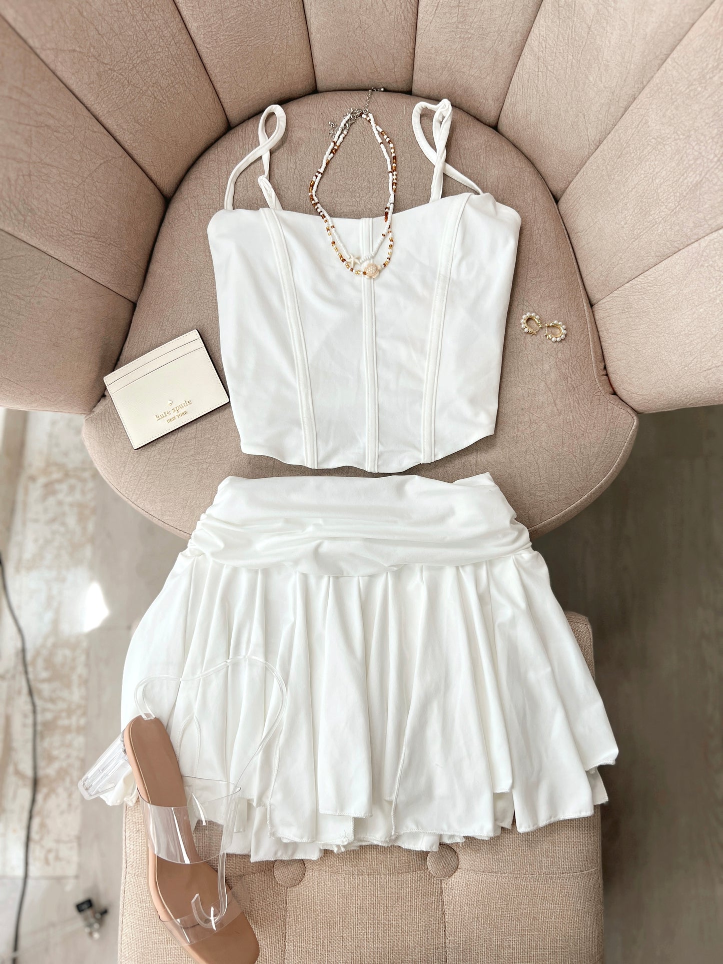 White 2pc Mini Skirt Set