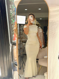 Cream beige Bodycon Maxi Dress