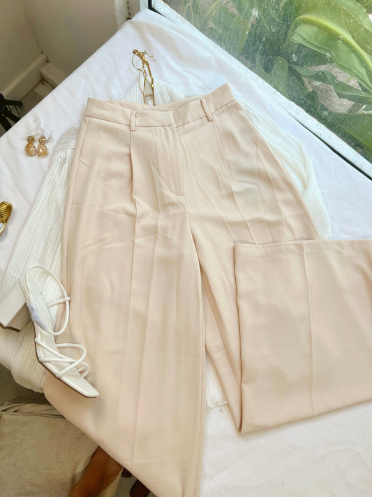 Cream Wide Leg Trousers