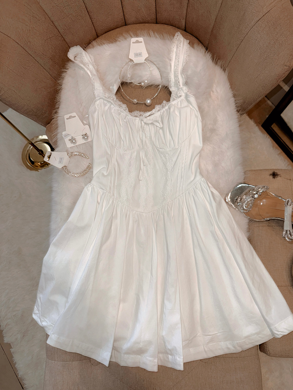 White Milkmaid Mini Dress