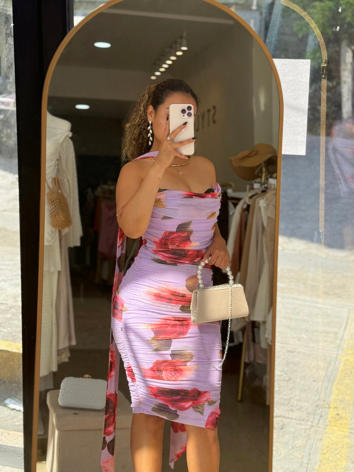 2pc Lilac Floral Bustier Dress