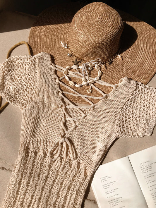 Cream Crotchet Frill Coverup