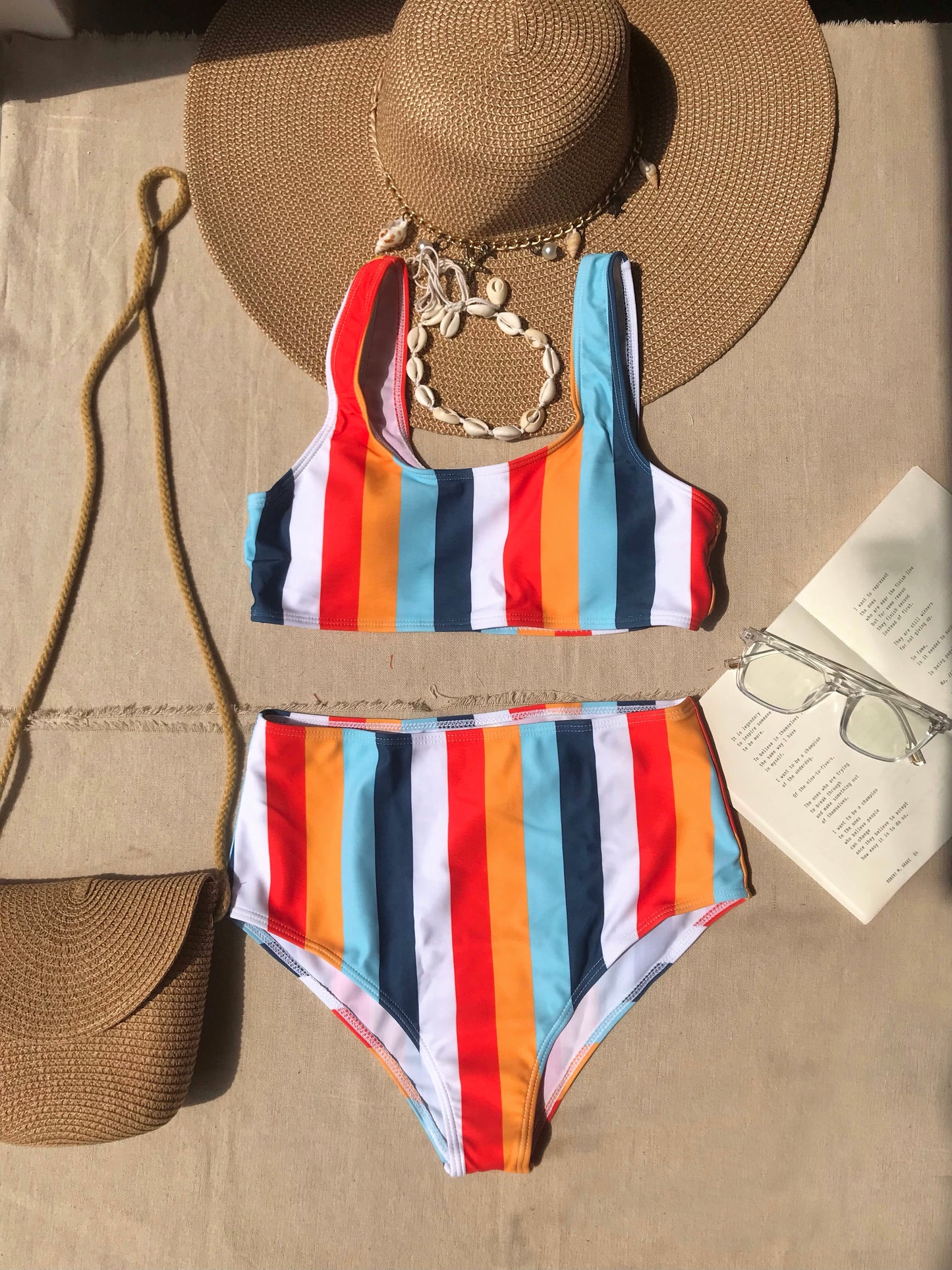 Multi Colorful Striped Bikini